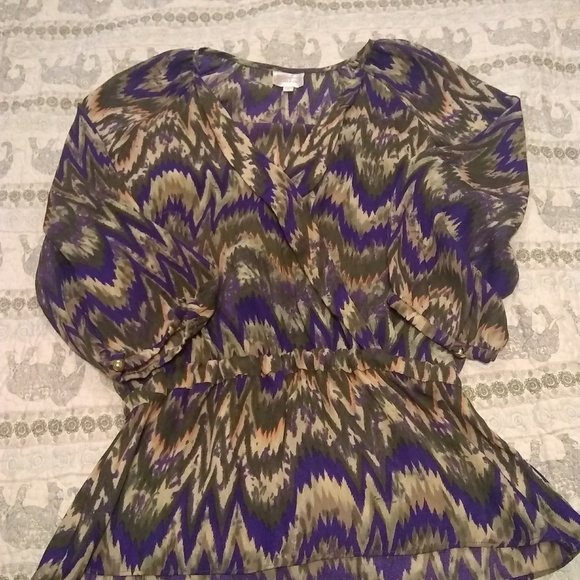 Parker Tops - Parker Chevron 3/4 sleeve wrap front blouse